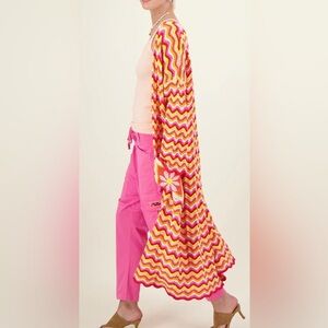 ME369 NEW Kimberley Sunshine Crochet Knit long open Cardigan coat size XS/S